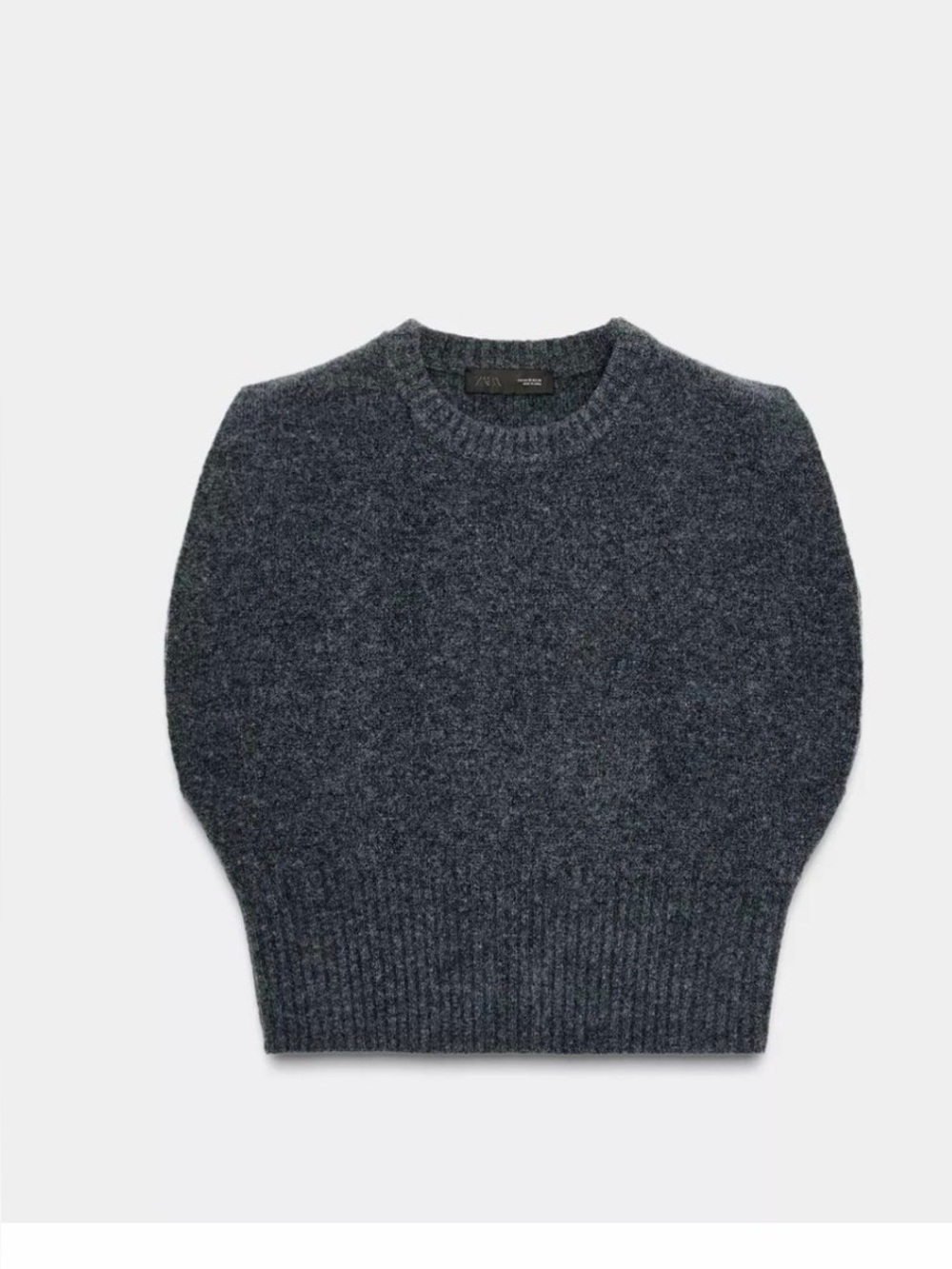 Zara Navy/Charcoal Gray Ribbed Crewneck Sweater